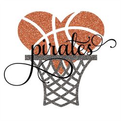 pirates basketball heart with and without glitter svg/png