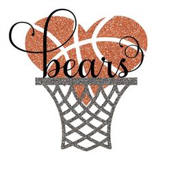 bears basketball heart hoop with and without glitter svg/png