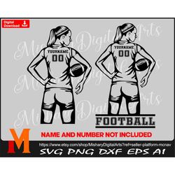 customized football girl player svg, football svg, american football svg for cricut, cnc, laser, vinyl cutter, decal sti