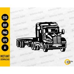 flatbed semi truck svg | trucker svg | truck decal vinyl stencil graphics illustration | cutting file clip art vector di