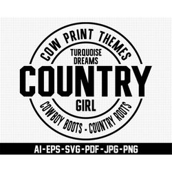 country girl svg, cow print themes turquoise dreams svg, digital downloads, southern girl svg, farm girl svg, cowboy svg