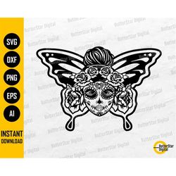 sugar skull butterfly svg | calavera svg | gothic decal t-shirt graphics illustration | cricut cameo clip art vector dig