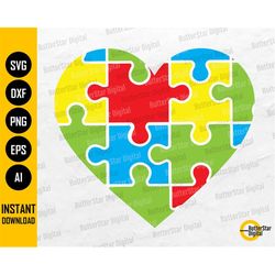 autism puzzle heart svg | autism awareness svg | autism love svg | cricut cameo cutting file printable clipart vector di