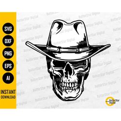 cowboy skull svg | outlaw sheriff wild west rodeo ranch western country farm | cutting files cuttable clip art vector di