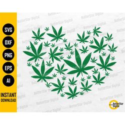 marijuana heart svg | cannabis love svg | weed hemp pot ganja hash | cricut silhouette cutting file printable clipart di