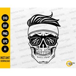 skull with headband and sunglasses svg | fun cool skull t-shirt decal vinyl graphics | cricut cuttable clipart vector di