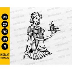 diner waitress svg | restaurant svg | fast food svg | cafe svg | burger fries drinks soda | cut files clipart vector dig