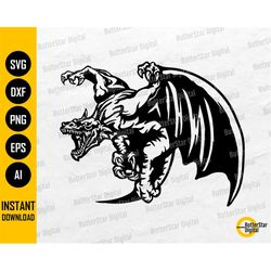 flying medieval dragon svg | mythical creature svg | cricut cutting files silhouette cameo printables clipart vector dig