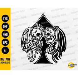 spade angel & devil svg | skeleton svg | playing cards decal t-shirt tattoo | cricut cut file cuttable clipart vector di