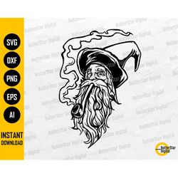 wizard smoking pipe svg | sorcery svg | mage svg | hermit svg | cricut cut file silhouette printable clip art vector dig