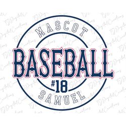 baseball mascot svg, custom name svg, digital download, team spirit svg, number svg, cricut, baseball svg, sports svg, s