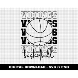 vikings basketball svg, stacked svg, basketball svg, basketball mascot svg, outline fonts svg, digital download, game da