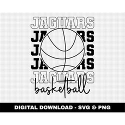 jaguars basketball svg, stacked svg, basketball svg, basketball mascot svg, outline fonts svg, digital download, game da