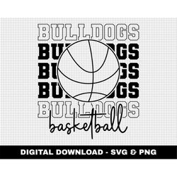 bulldogs basketball svg, stacked svg, basketball svg, basketball mascot svg, outline fonts svg, digital download, game d