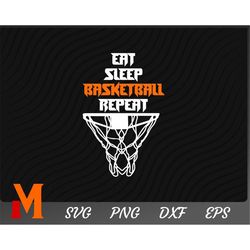 eat sleep basketball repeat with ring colored basketball svg - basketball cut file, png, vector, sports svg for basketba