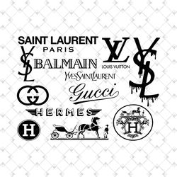 luxury brand logos svg, brand logo svg, fashion brand svg, brand svg, luxury brand svg, ysl logo, gucci logo, hermes log