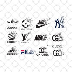 fashion brand logo bundle svg, trending svg, fashion brand logo, adidas logo svg, louis vuitton svg, lv logo svg, nike l