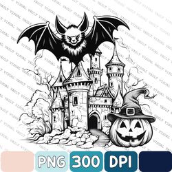 pumpkin halloween png, pumpkin halloween sublimation png, halloween png file, witch hat, bat png, halloween design