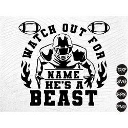 watch out football player, png eps svg jpg clipart, beast football player silhouette, football team game cricut, sticker