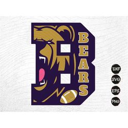 bears svg, bears letter football svg, bears team logo svg, bear pride svg go bears svg school pride mascot printable cri