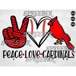 peace love cardinals svg, cardinals team spirit svg cardinal svg files for cricut, cardinals clipart, cardinals mascot s