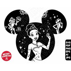 tiana svg princess and the frog , princess svg png clipart disneyland cricut cut file outline silhouette