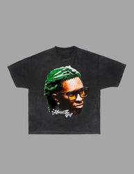 young thug t-shirt concert merch rap tee hip hop free thug oversized green