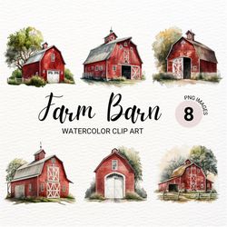 red farm barn clipart | farmhouse png | watercolor barn | farm png | red barn png | junk journal | farmers house