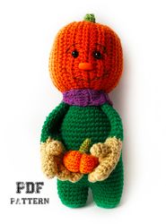 halloween crochet pumpkin doll pdf pattern