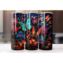 20 oz psychedelic butterfly tumbler wrap, butterfly tumbler wrap, vibrant wrap, straight template, tapered, sublimation
