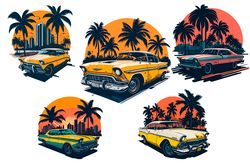 classic cars on sunshine background 15 png files sublimation digital vector file