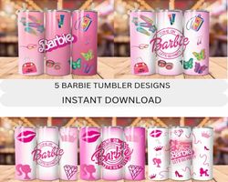 barbie tumbler, tumbler wrap, tumbler png, barbie png, barbie movie png, 20 oz skinny tumbler, cartoon png