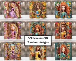 3d cartoon princess tumbler design, sublimation designs downloads, 3d cartoon png, 20 oz tapered tumbler sublimations