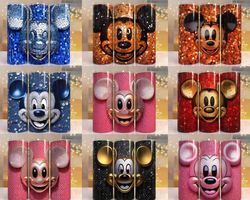 bling cartoon mickey tumbler design, 20 oz tapered tumbler sublimations, 3d disney png, disney png, 3d mickey mouse png