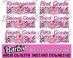 barbie back to school bundle png, barbie png, back to school png, kindergarten png, first day of school png, cartoon png