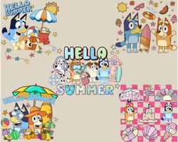 bluey bingo hello summer bundle, bluey bingobundle png, bluey dog png, bingo png, cartoon bundle png, cartoon png