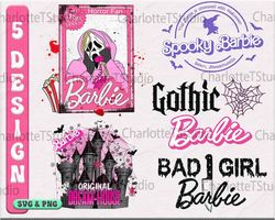 horror barbie halloween bundle png, horror barbie bundle, barbie png, ghostface png, horror movie png, halloween png