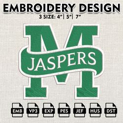 ncaa logo embroidery designs, manhattan jaspers embroidery files, ncaa manhattan jaspers, machine embroidery designs