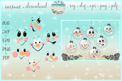 snowman face bundle svg dxf eps png pdf files for cricut