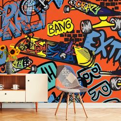 graffiti wall mural wallpaper for teenagers bedroom decor