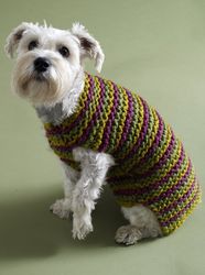 knitting  patterns  dogs city stripes dog sweater in lion brand wool-ease thick & quick