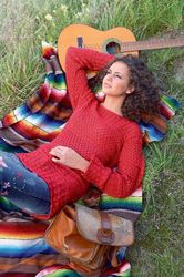knitting  patterns  jumpers sweater in lace pattern mix in schachenmayr micro - 6300 - downloadable pdf