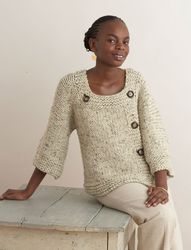 knitting  patterns  jumpers extra easy, extra fabulous sweater in lion brand wool-ease thick & quick