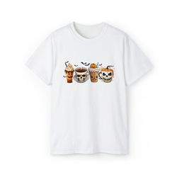 skeleton coffee cups shirt, rip coffee cups shirt, skull coffee cup shirt, scary coffee cup shirt