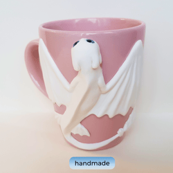 cute light fury dragon gift, sculpture mug lightfury dragon polymer clay wite fury dragon mug birtday gift  by annealart