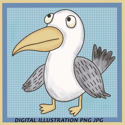 seagull, seagull portrait, seagull picture, digital illustration, gull portrait