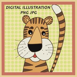 tiger, tiger portrait, tiger illustration, decor, digital picture, jpg and png files