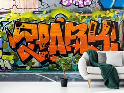 graffiti wall mural - peel and stick adhesive