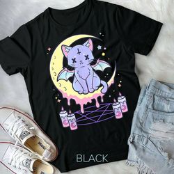 kawaii pastel goth cute creepy black cat - unisex form t-shirt
