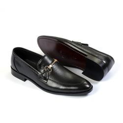 suede loafer black with lv buckle leather shoes